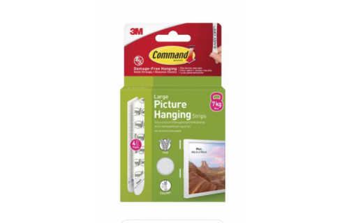 3M Command™ Large Picture Hanging Strips 7kg,  4 Pairs (8 Strips) - White